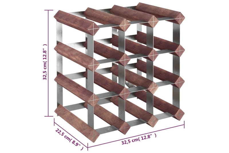 Vinställ för 12 flaskor brun massiv furu - Brun - Vinställ & vinhylla