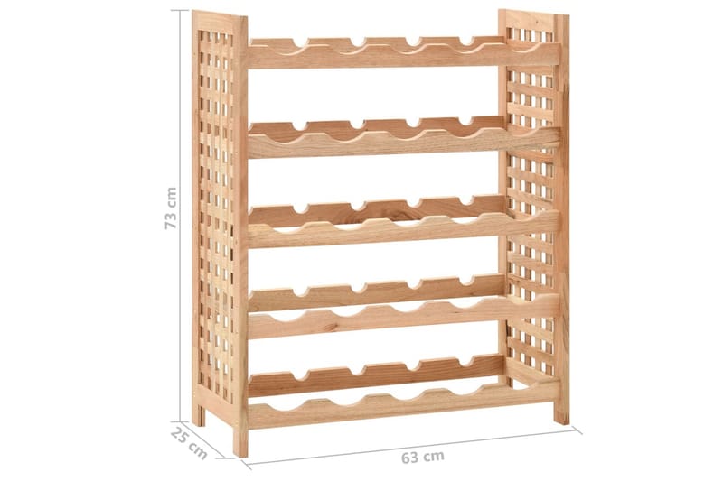 Vinställ för 25 flaskor massivt valnötsträ 63x25x73 cm - Beige - Förvaring - Hylla - Förvaringshylla - Vinställ & vinhylla