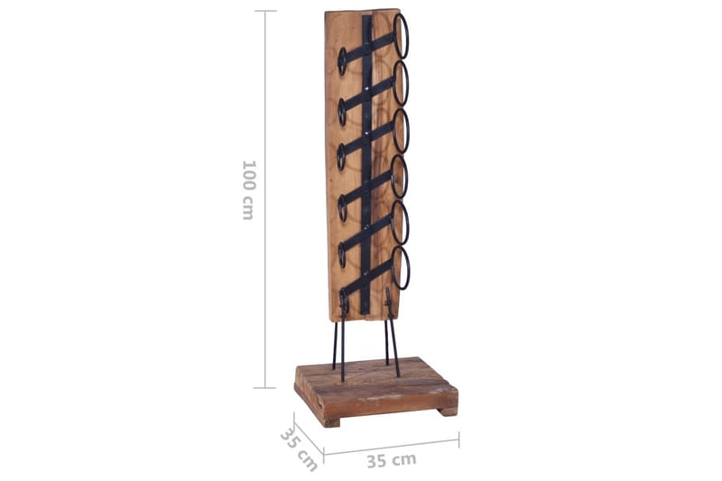 Vinställ för 6 flaskor 35x35x100 cm massiv teak - Brun - Förvaring - Hylla - Förvaringshylla - Vinställ & vinhylla