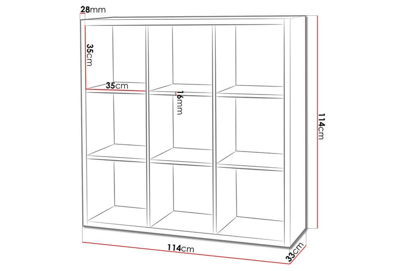 Franzine Bokhylla 114 cm i Ek - Beige - Förvaring - Hylla - Bokhylla