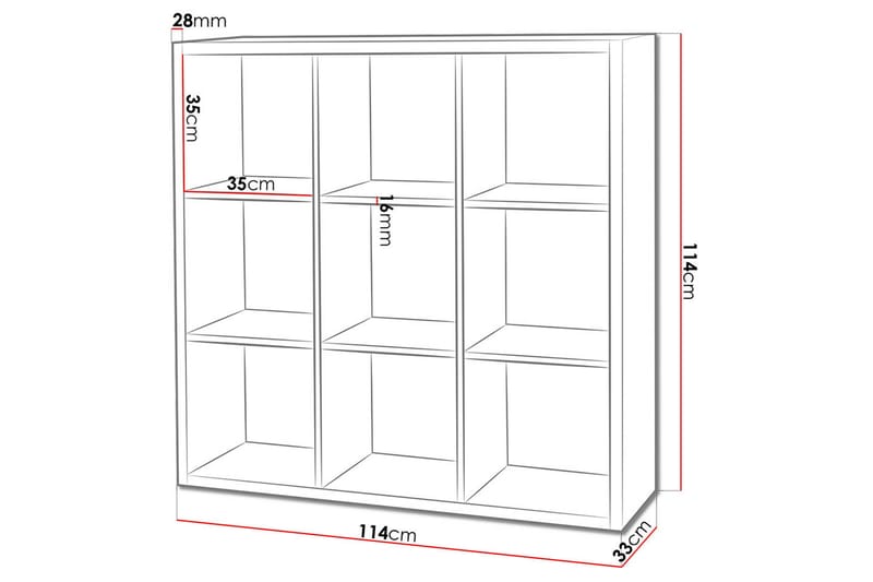 Franzine Bokhylla 114 cm - Vit - Förvaring - Hylla - Bokhylla