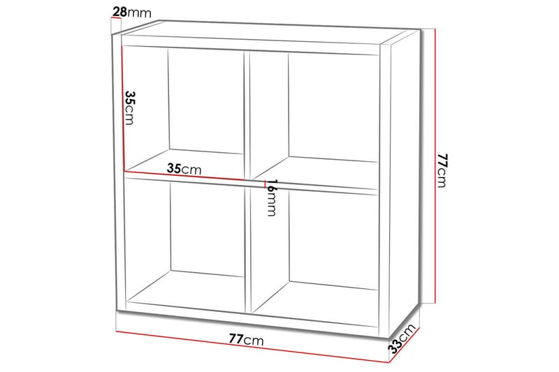 Franzine Bokhylla 77 cm - Vit - Förvaring - Hylla - Bokhylla