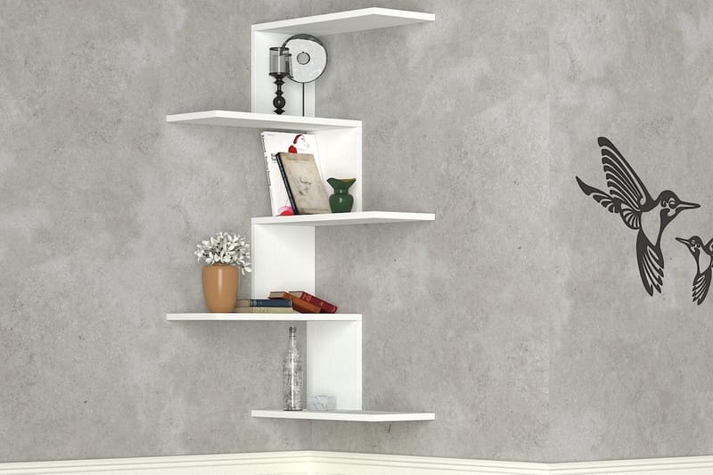 Canitor Vägghylla - Vit - Förvaring - Hylla - Hörnhylla