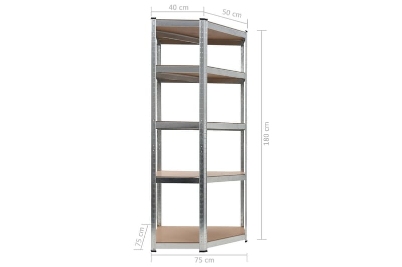 Förvaringshylla silver 75x75x180 cm stål och MDF - Silver - Förvaring - Hylla - Hörnhylla