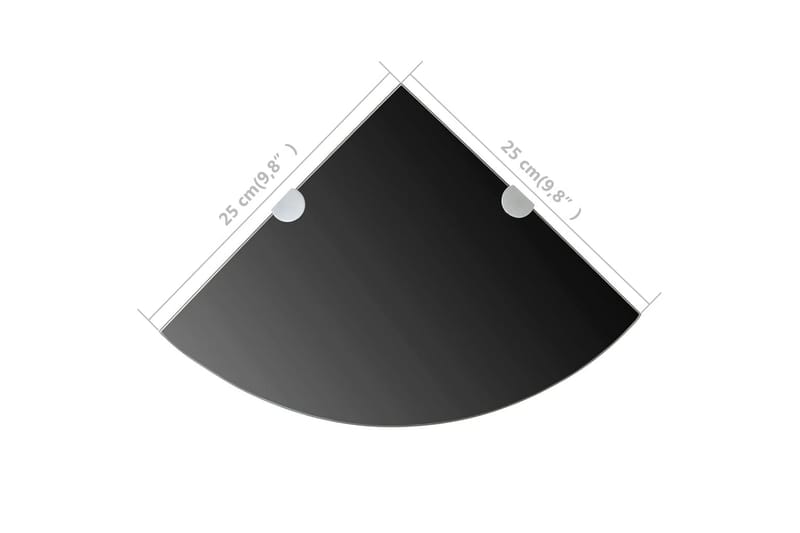 Hörnhylla glas med förkromade hyllkonsoler svart 25x25 cm - Svart - Hörnhylla - Kökshylla