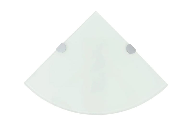 Hörnhylla glas med förkromade hyllkonsoler vit 25x25 cm - Vit - Förvaring - Hylla - Hörnhylla