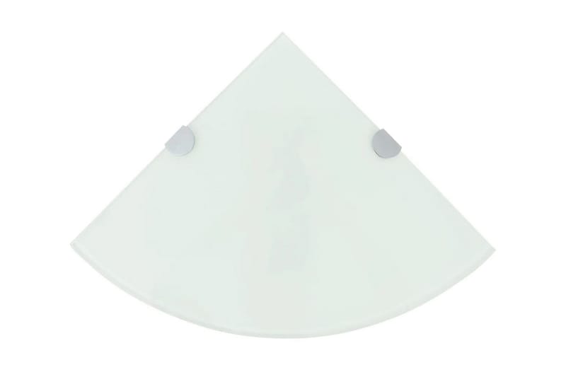 Hörnhylla glas med förkromade hyllkonsoler vit 25x25 cm - Vit - Kökshylla - Hörnhylla
