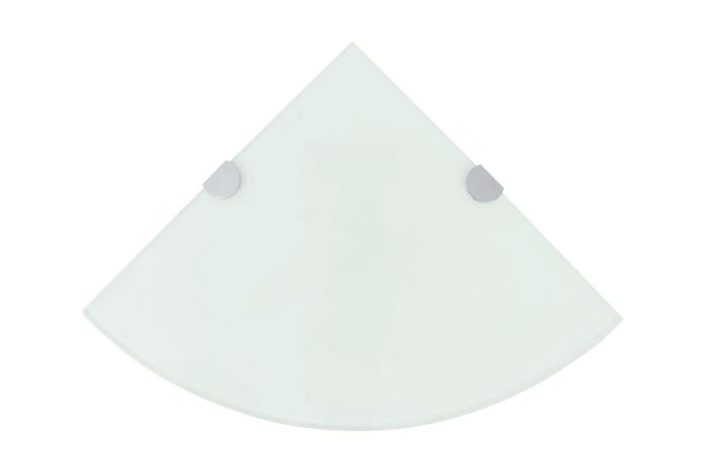 Hörnhylla glas med förkromade hyllkonsoler vit 35x35 cm - Vit - Förvaring - Hylla - Hörnhylla
