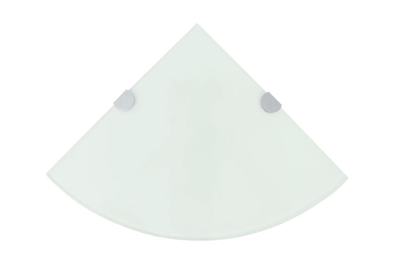 Hörnhylla glas med förkromade hyllkonsoler vit 35x35 cm - Vit - Kökshylla - Hörnhylla
