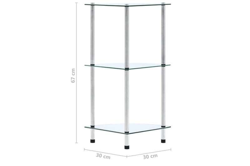 Hylla 3 hyllplan transparent 30x30x67 cm härdat glas - Transparent - Förvaring - Hylla - Hörnhylla