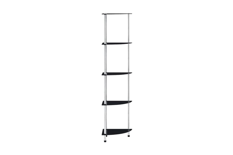 Hylla 5 hyllplan svart 30x30x130 cm härdat glas - Svart - Förvaring - Hylla - Hörnhylla