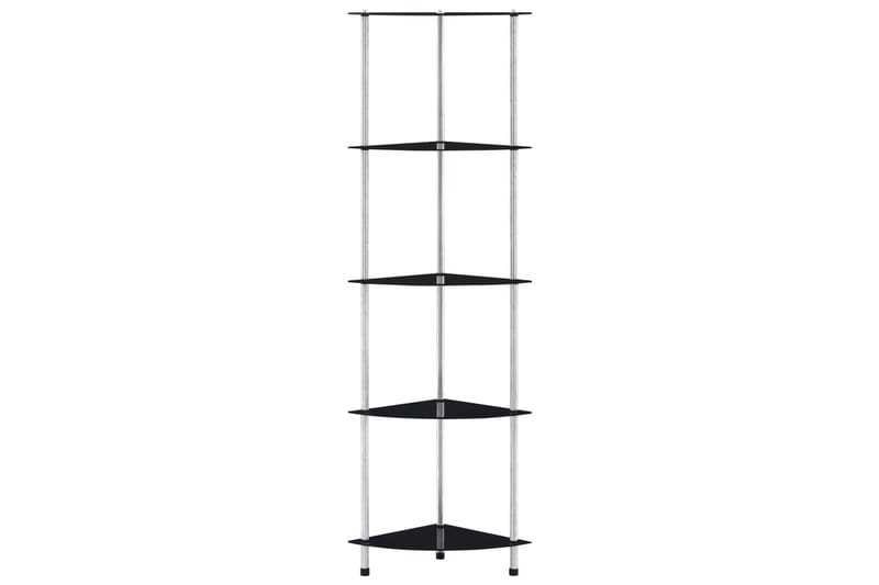 Hylla 5 hyllplan svart 30x30x130 cm härdat glas - Svart - Förvaring - Hylla - Hörnhylla