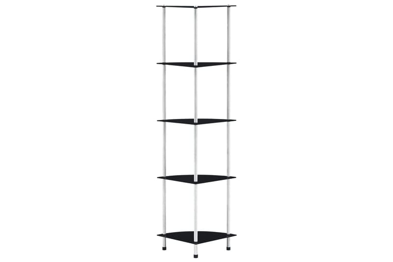 Hylla 5 hyllplan svart 30x30x130 cm härdat glas - Svart - Förvaring - Hylla - Hörnhylla