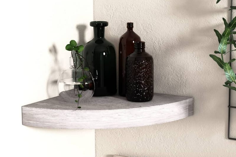 Svävande hörnhylla betonggrå 25x25x3,8 cm MDF - Grå - Förvaring - Hylla - Hörnhylla