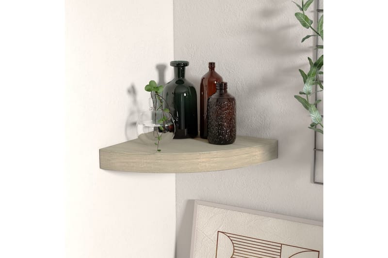 Svävande hörnhylla ek 25x25x3,8 cm MDF - Brun - Förvaring - Hylla - Hörnhylla