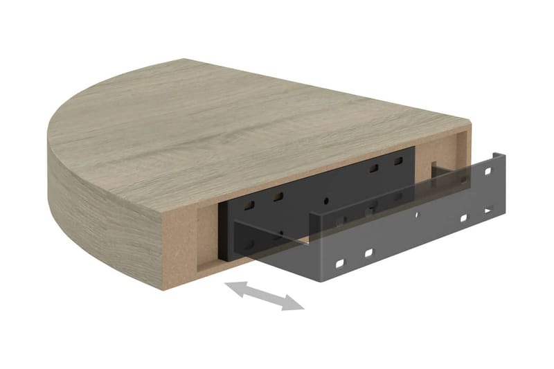 Svävande hörnhylla ek 25x25x3,8 cm MDF - Brun - Förvaring - Hylla - Hörnhylla