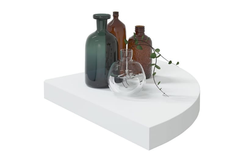 Svävande hörnhylla ek och vit 35x35x3,8 cm MDF - Brun - Förvaring - Hylla - Hörnhylla