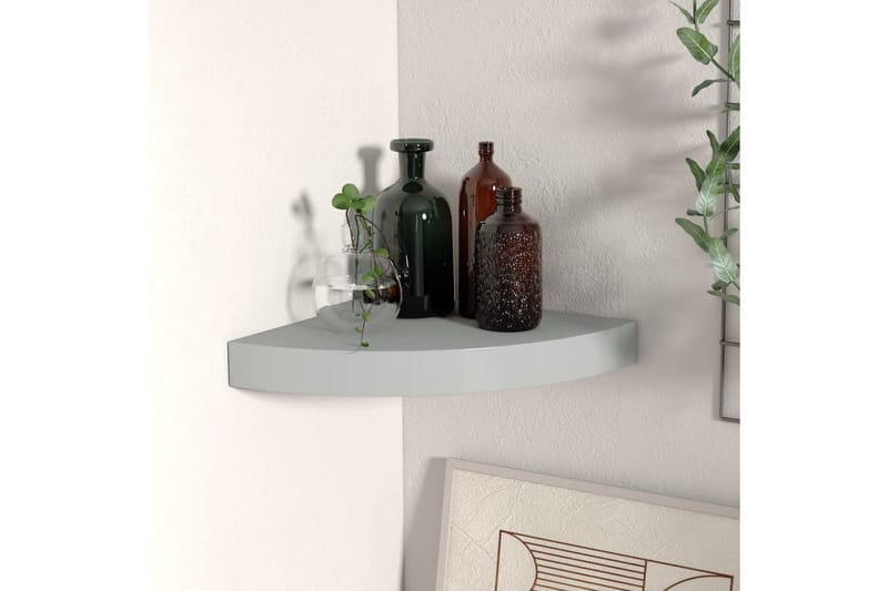 Svävande hörnhylla grå 25x25x3,8 cm MDF - Grå - Förvaring - Hylla - Hörnhylla