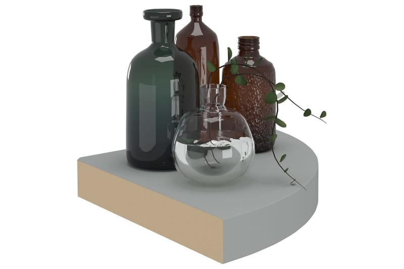 Svävande hörnhylla grå 25x25x3,8 cm MDF - Grå - Förvaring - Hylla - Hörnhylla