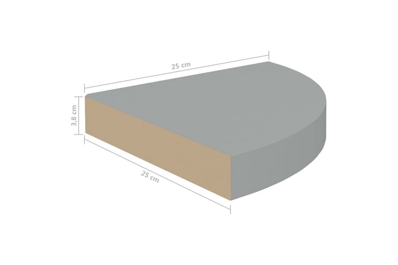 Svävande hörnhylla grå 25x25x3,8 cm MDF - Grå - Förvaring - Hylla - Hörnhylla
