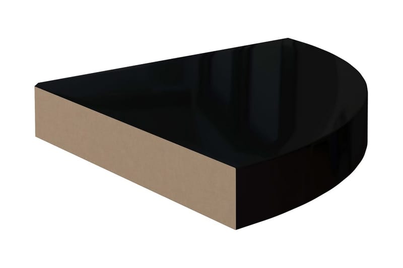 Svävande hörnhylla svart högglans 25x25x3,8 cm MDF - Svart - Förvaring - Hylla - Hörnhylla