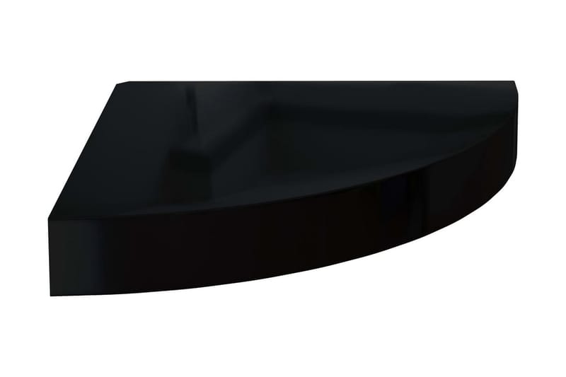 Svävande hörnhylla svart högglans 25x25x3,8 cm MDF - Svart - Förvaring - Hylla - Hörnhylla