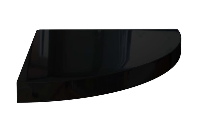 Svävande hörnhylla svart högglans 35x35x3,8 cm MDF - Svart - Kökshylla - Hörnhylla