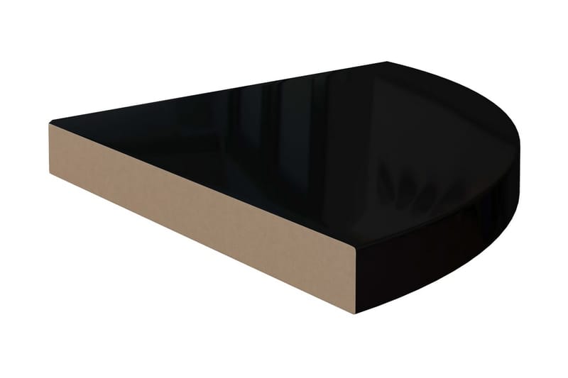 Svävande hörnhylla svart högglans 35x35x3,8 cm MDF - Svart - Kökshylla - Hörnhylla