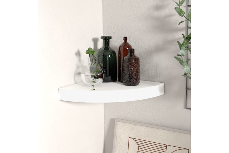Svävande hörnhylla vit 25x25x3,8 cm MDF - Vit - Förvaring - Hylla - Hörnhylla