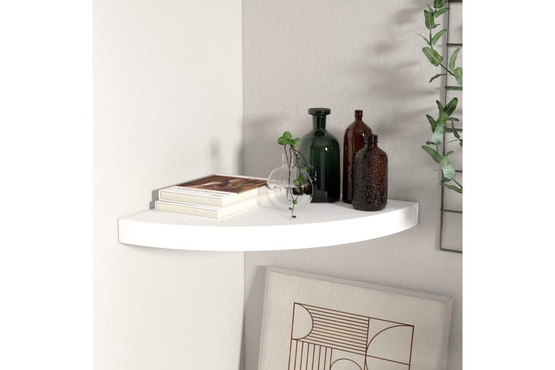 Svävande hörnhylla vit 35x35x3,8 cm MDF - Vit - Förvaring - Hylla - Hörnhylla