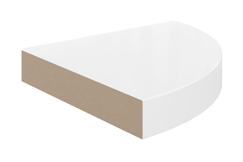 Svävande hörnhylla vit högglans 25x25x3,8 cm MDF - Vit - Förvaring - Hylla - Hörnhylla
