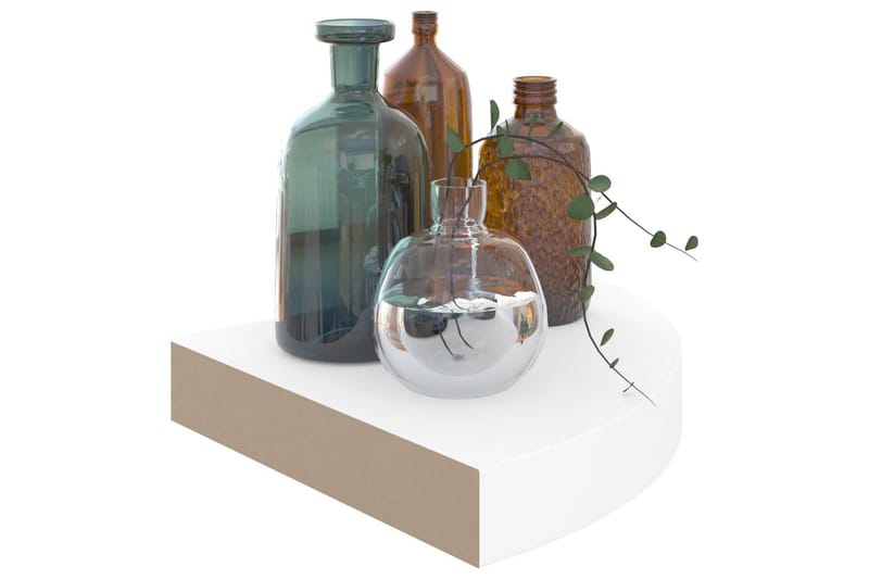 Svävande hörnhylla vit högglans 25x25x3,8 cm MDF - Vit - Förvaring - Hylla - Hörnhylla