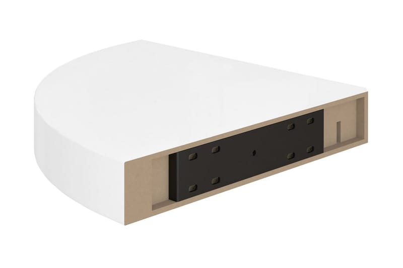Svävande hörnhylla vit högglans 25x25x3,8 cm MDF - Vit - Förvaring - Hylla - Hörnhylla