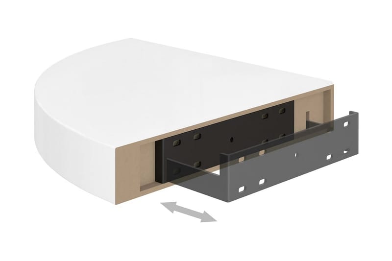 Svävande hörnhylla vit högglans 25x25x3,8 cm MDF - Vit - Förvaring - Hylla - Hörnhylla