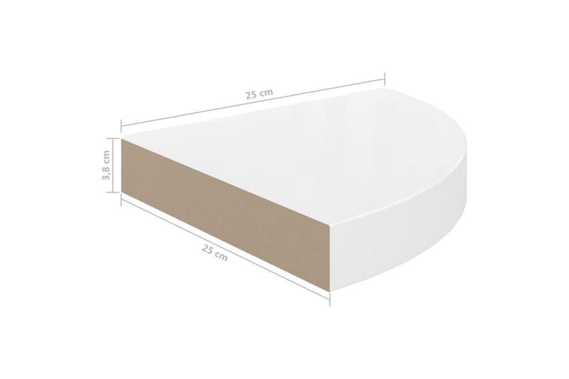 Svävande hörnhylla vit högglans 25x25x3,8 cm MDF - Vit - Förvaring - Hylla - Hörnhylla