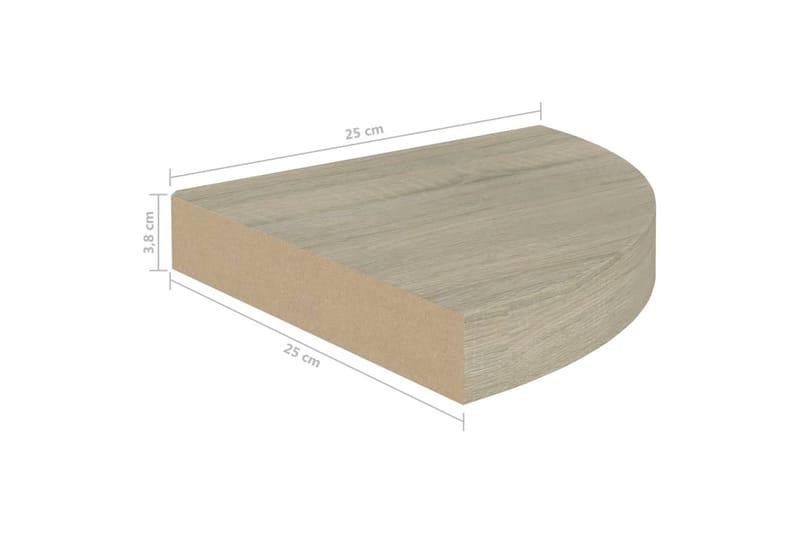 Svävande hörnhyllor 2 st ek 25x25x3,8 cm MDF - Brun - Förvaring - Hylla - Hörnhylla