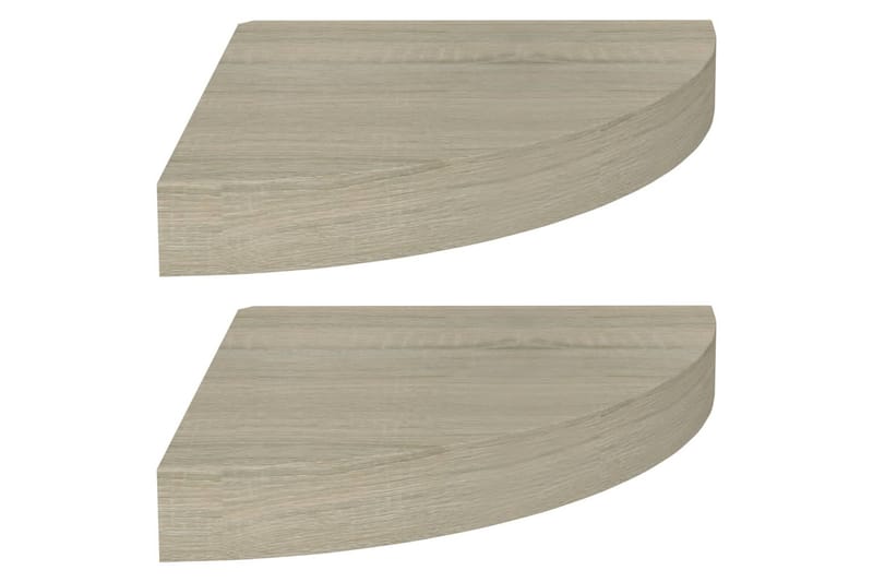 Svävande hörnhyllor 2 st ek 25x25x3,8 cm MDF - Brun - Förvaring - Hylla - Hörnhylla