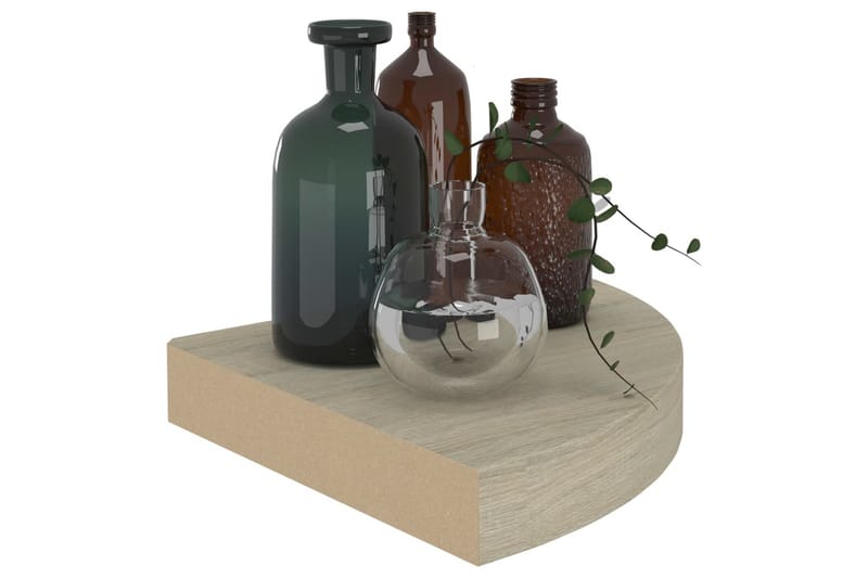 Svävande hörnhyllor 2 st ek 25x25x3,8 cm MDF - Brun - Förvaring - Hylla - Hörnhylla