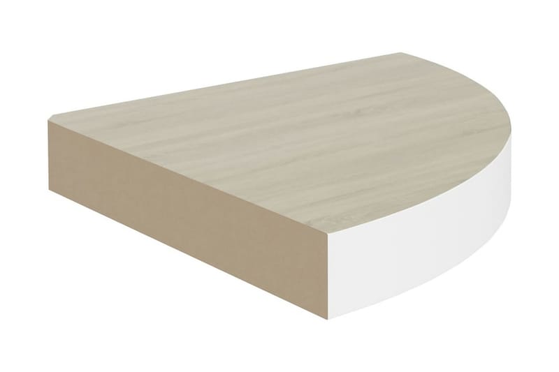 Svävande hörnhyllor 2 st ek och vit 25x25x3,8 cm MDF - Brun - Kökshylla - Hörnhylla