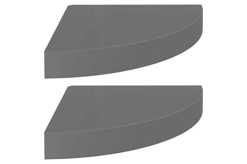 Svävande hörnhyllor 2 st grå högglans 25x25x3,8 cm MDF - Grå - Kökshylla - Hörnhylla
