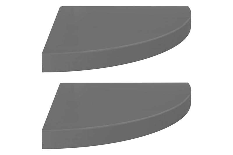 Svävande hörnhyllor 2 st grå högglans 35x35x3,8 cm MDF - Grå - Kökshylla - Hörnhylla