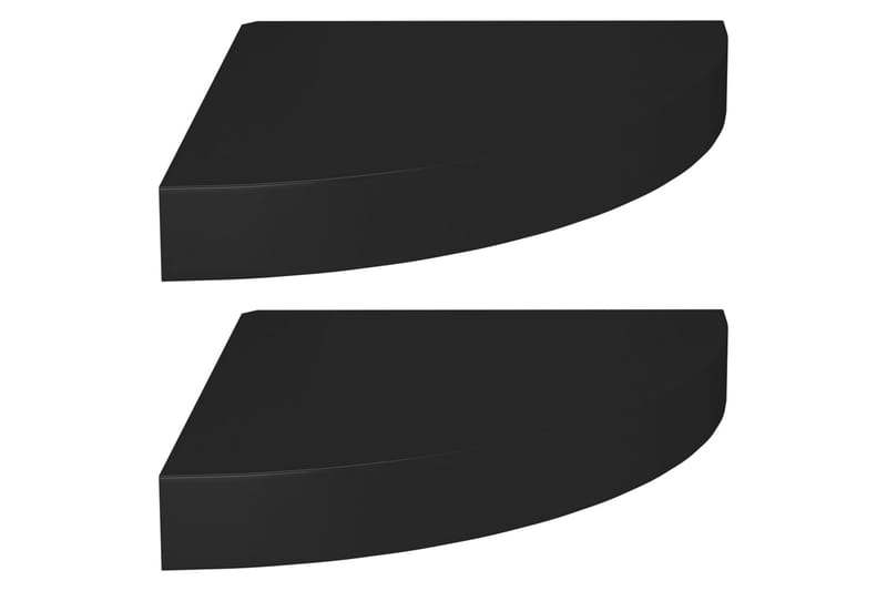 Svävande hörnhyllor 2 st svart 25x25x3,8 cm MDF - Svart - Förvaring - Hylla - Hörnhylla
