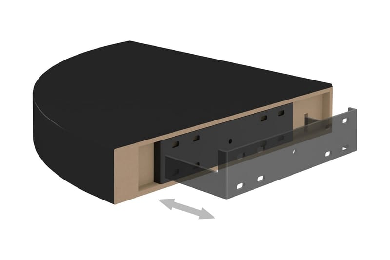 Svävande hörnhyllor 2 st svart 25x25x3,8 cm MDF - Svart - Förvaring - Hylla - Hörnhylla