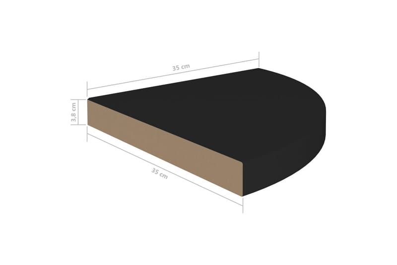 Svävande hörnhyllor 2 st svart 35x35x3,8 cm MDF - Svart - Förvaring - Hylla - Hörnhylla