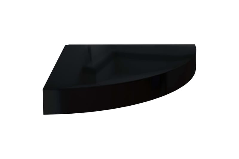 Svävande hörnhyllor 2 st svart högglans 25x25x3,8 cm MDF - Svart - Kökshylla - Hörnhylla