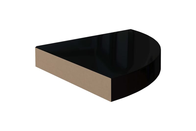 Svävande hörnhyllor 2 st svart högglans 25x25x3,8 cm MDF - Svart - Förvaring - Hylla - Hörnhylla
