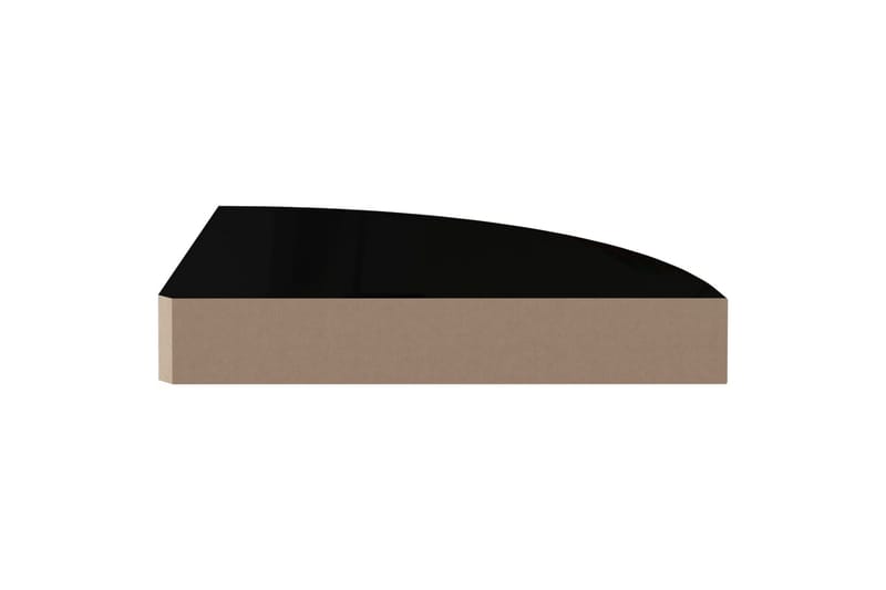 Svävande hörnhyllor 2 st svart högglans 25x25x3,8 cm MDF - Svart - Kökshylla - Hörnhylla