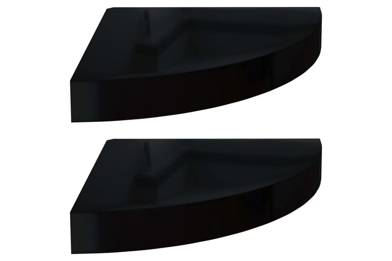 Svävande hörnhyllor 2 st svart högglans 25x25x3,8 cm MDF - Svart - Förvaring - Hylla - Hörnhylla