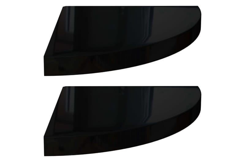 Svävande hörnhyllor 2 st svart högglans 35x35x3,8 cm MDF - Svart - Kökshylla - Hörnhylla