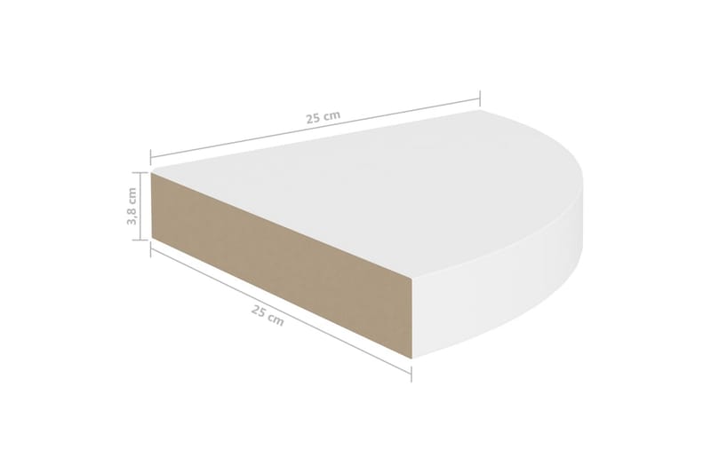Svävande hörnhyllor 2 st vit 25x25x3,8 cm MDF - Vit - Förvaring - Hylla - Hörnhylla